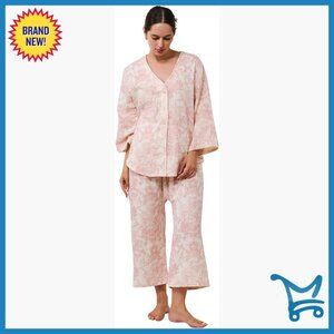 Small 100% Cotton Nursing Pajama Set, 2-Piece Postpartum Loungewear